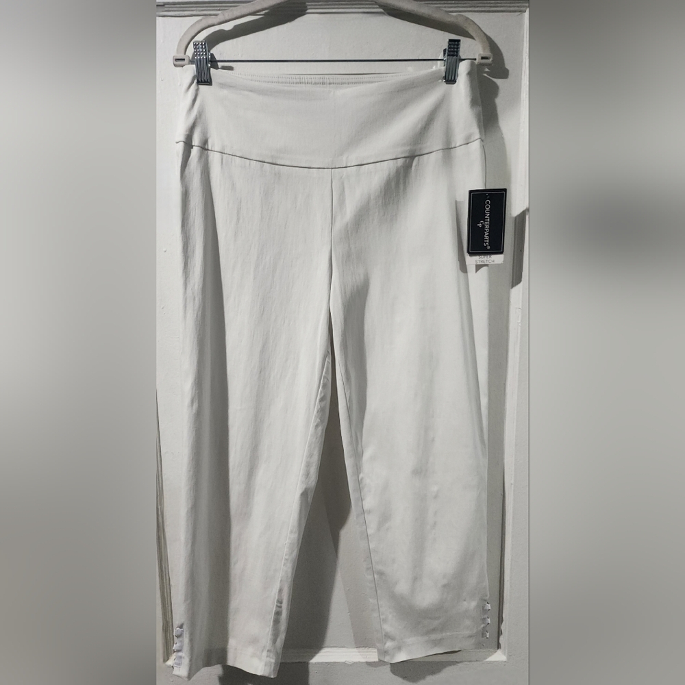 Counterparts Pull-On White Wide-Leg Capri Pants size: M